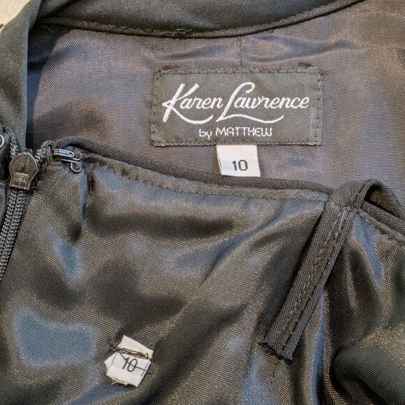 VTG Karen Lawrence Sz 10 Gold Black Brocade Velvet Jacket with Long Black Dress - Picture 12 of 16